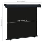 vidaXL Auvent latéral de balcon 175x250 cm noir