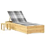 vidaXL Chaise longue de jardin avec table et coussin Pin imprégné