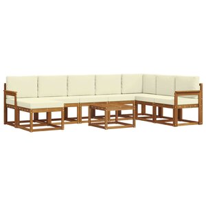 vidaXL Ensemble de canapés d'extérieur 9 pc Naturel et Crème