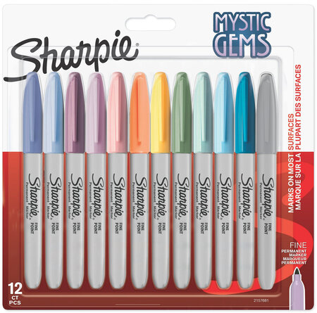 Sharpie 12 marqueurs permanents Edition Spécial Mystic Gem  Assortiment de couleurs  pointe fine