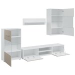 vidaXL Meubles TV avec lumière LED 5 Pièces gris pierre bois d'ingénierie