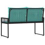 vidaXL Banc extérieur avec coussin Noir et turquoise 118 x 55 x 82 cm