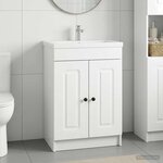 vidaXL Armoire sous évier de salle de bain Blanc brillant