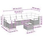 Ensemble de Canapé de Jardin 8 Pièces avec Coussins Noir Rattan Poly