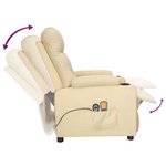 vidaXL Fauteuil électrique de massage Crème Tissu