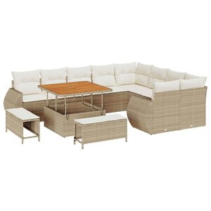 vidaXL Ensemble de canapé de jardin avec coussin 12 Pièces beige et crème