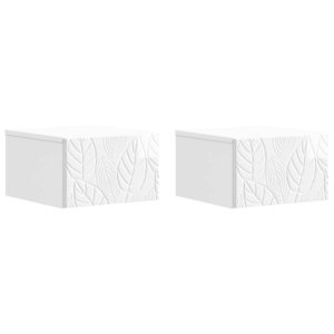 vidaXL Cabinet de chevet mural 2 Pièces Blanc brillant 49 x 34 5 x 20 cm