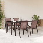 vidaXL Chaises empilables de jardin lot de 4 Marron Tissu textilène