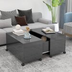 vidaXL Table basse Gris brillant 75x75x38 cm Aggloméré