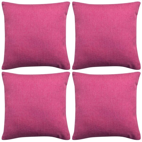 vidaXL Housses de coussin 4 Pièces Aspect de lin Rose 80x80 cm
