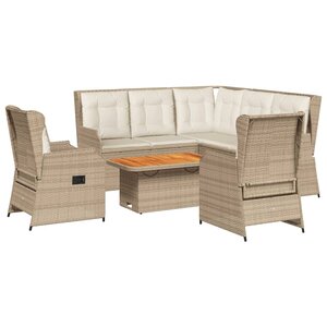 vidaXL Salon de jardin avec coussins 6 Pièces beige résine tressée