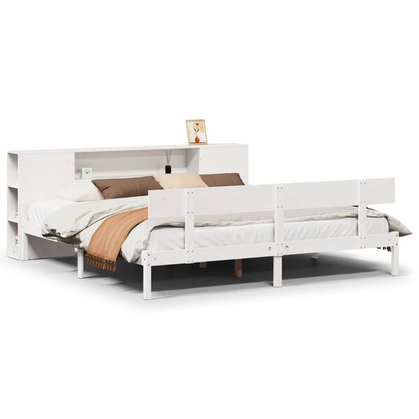 vidaXL Lit bibliothèque sans matelas blanc 180x200 cm bois pin massif