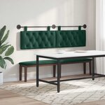 vidaXL Tête de lit suspendue Avec lumière LED Vert foncé Velours