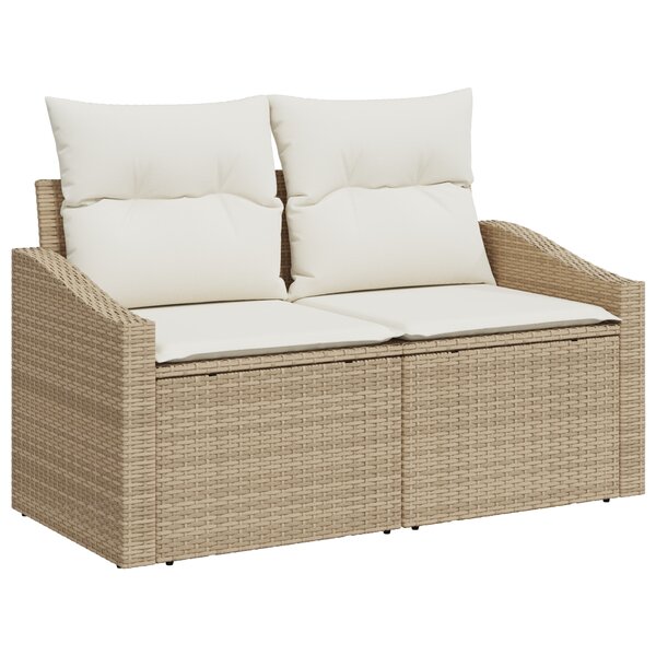 vidaXL Ensemble de canapé de jardin 5 places avec des coussins beiges en poly rattan et acacia
