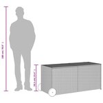 vidaXL Boîte de rangement de jardin et roues gris 283L résine tressée