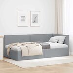vidaXL Cadre de lit d'angle Gris clair 90 x 200 cm tissu