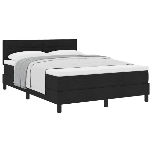 vidaXL Lit à ressorts avec tête de lit Noir 140 x 190 cm tissu