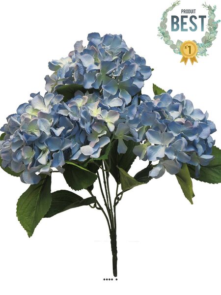 Bouquet d&rsquo;hortensia artificiel en branche  h 45 cm bleu royal - best - couleur: bleu royal