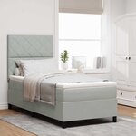 vidaXL Lit à ressorts avec matelas Gris clair 90 x 190 cm Velours
