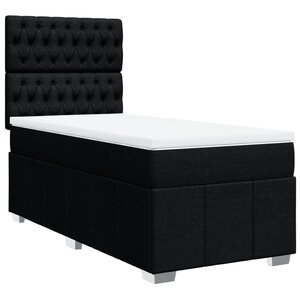 vidaXL Sommier à lattes de lit avec matelas Noir 100x200 cm Tissu