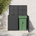 vidaXL Abris pour poubelle double Résine tressée Noir 148x80x111 cm