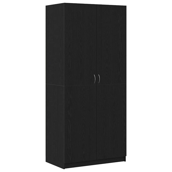 vidaXL Armoire avec stockage Noir 90 x 52 x 200 cm Bois d'ingénierie