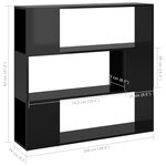 vidaXL Bibliothèque/Séparateur de pièce Noir brillant 100x24x94 cm
