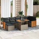 vidaXL Salon de jardin avec coussins 8 Pièces gris résine tressée acacia