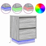 vidaXL Meuble de chevet avec lumières LED Gris Sonoma 39x34 5x50 cm