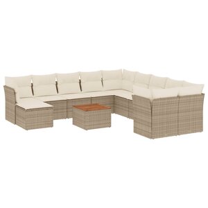 vidaXL Salon de jardin avec coussins 12 Pièces beige résine tressée