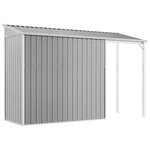 vidaXL Abri de jardin avec toit prolongé gris clair 277x107x181 cm