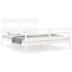 vidaXL Cadre de lit sans matelas blanc 160x200 cm bois massif