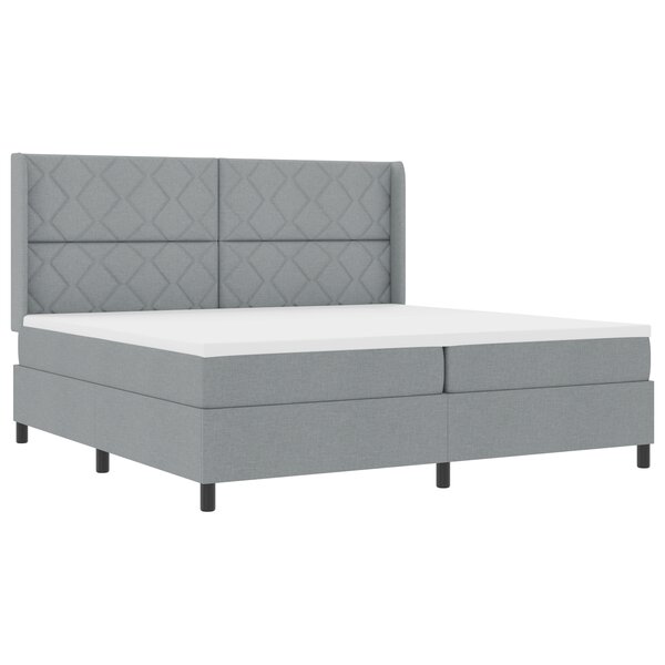 vidaXL Lit à ressorts avec matelas Gris clair 200x200 cm  tissu