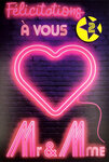 Carte FLUO Texte NÉON Félicitations à vous 2 Mr & Mrs - Avec Enveloppe 12x17,5cm