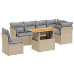 vidaXL Salon de jardin avec coussins 7 Pièces beige résine tressée
