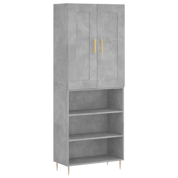 vidaXL Buffet haut Gris béton 69 5x34x180 cm Bois d'ingénierie