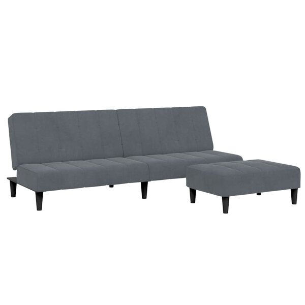 vidaXL Canapé-lit à 2 places avec repose-pied gris foncé velours
