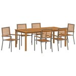 vidaXL Ensemble de salle à manger pour jardin 7 Pièces Gris Poly rotin
