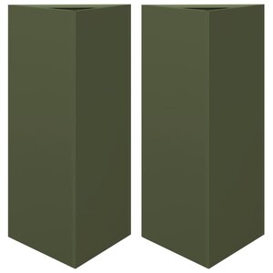 vidaXL Jardinières 2 Pièces vert olive triangulaire 40x34 5x70 cm acier