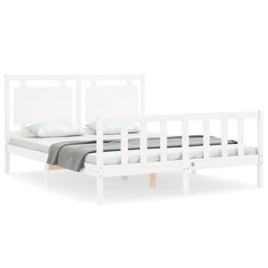 vidaXL Cadre de lit sans matelas blanc 160x200 cm bois de pin massif