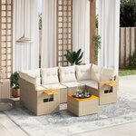 vidaXL Salon de jardin avec coussins 7 Pièces beige résine tressée