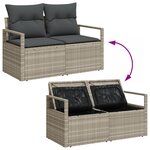 Ensemble de canapé de jardin 4 pièces avec coussins gris clair en poly rotin