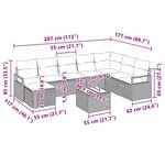 vidaXL Ensemble de canapé de jardin 9 Pièces Gris clair Poly rotin