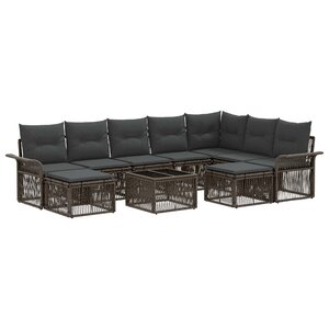 vidaXL Ensemble de canapé de jardin 10 Pièces Gris et Gris foncé