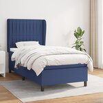 vidaXL Sommier à lattes de lit avec matelas Bleu 100x200 cm Tissu