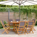 vidaXL Ensemble à manger de jardin 7 Pièces anthracite tissu bois massif