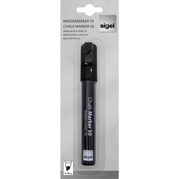 Marqueur craie liquide Pointe biseautée 1-5mm Noir SIGEL
