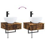 vidaXL Basin de lavage mural Chêne fumé 40 x 41 x 40 5 cm