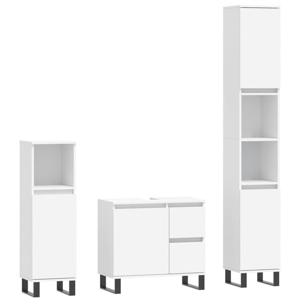 vidaXL Ensemble de meubles salle de bain 3 Pièces blanc bois d'ingénierie