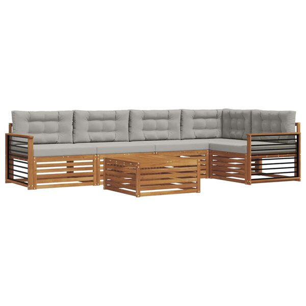 vidaXL Ensemble de canapés d'extérieur 6 Pièces Gris Naturel et Clair